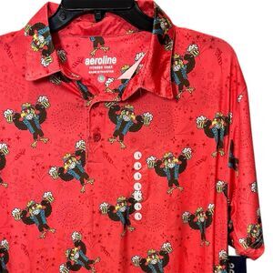 NWT Eagle Beer Polo Shirt men’s Large Red biker fireworks stretch Short Sleeve